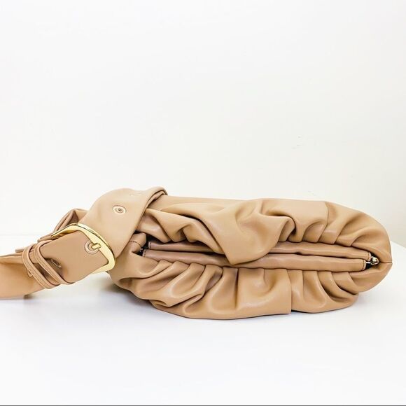 Vegan Leather Upside Down Shoulder Bag, Khaki - Picture 7 of 9